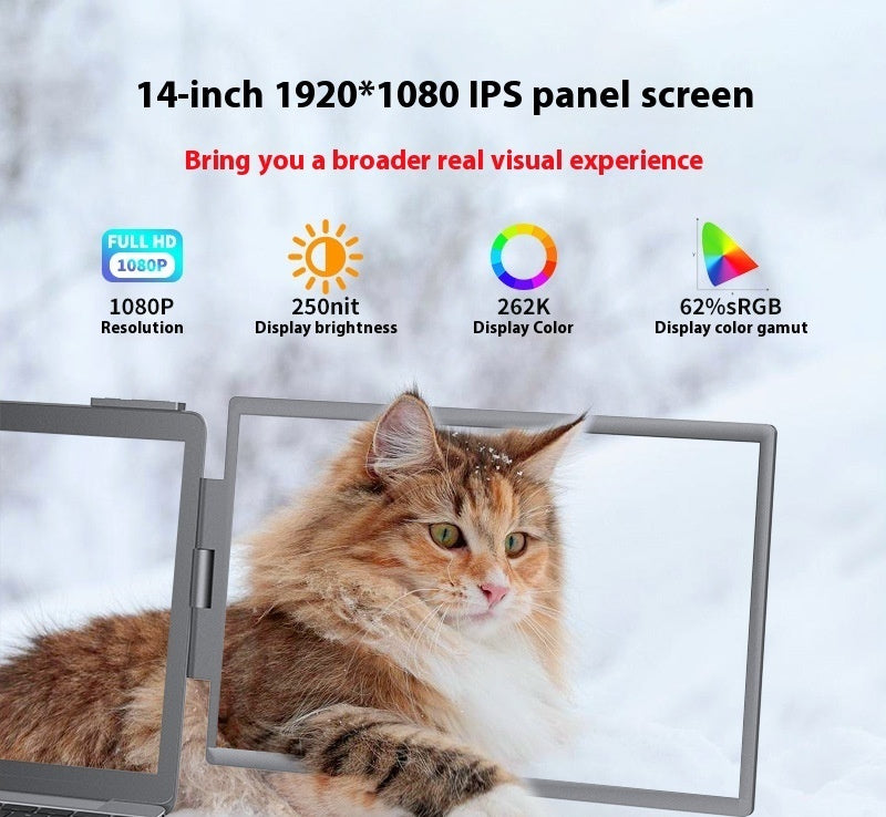 14 Inch Dual-Screen Portable Monitor 1080P IPS | USB-C HDMI External Display for Laptop | Laptops