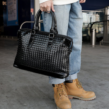 Men’s PU Leather Business Briefcase – Large Laptop Work Tote Bag