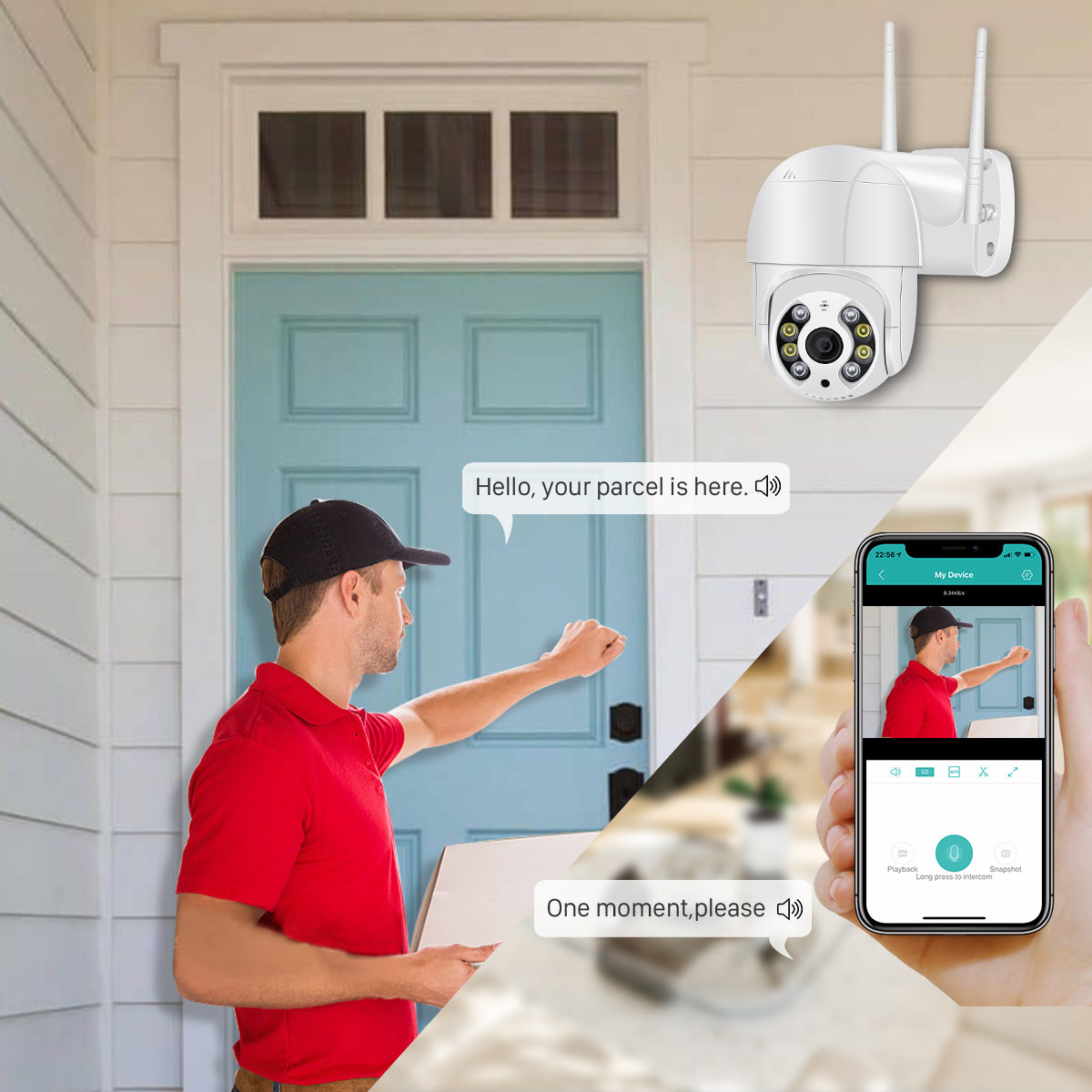 Smart WiFi Surveillance Camera 1080P AI Dual Light Night Vision Door Intercom Security Camera
