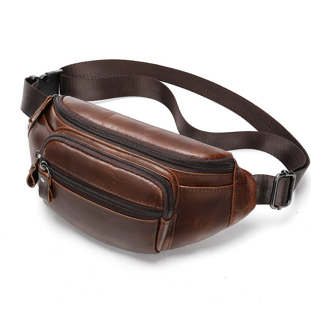 Genuine Cowhide Leather Men’s Retro Waist Bags – Classic Belt Bag