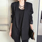 Women’s Black Asymmetrical Blazer Jacket – Long Sleeve Chic Cotton Blazer
