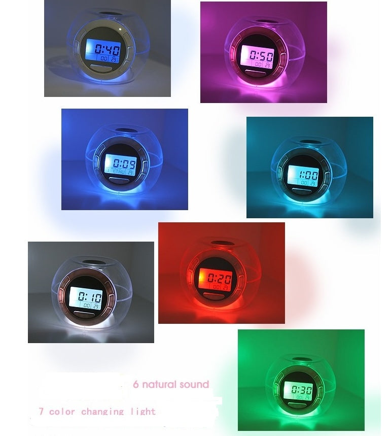 Alarm & Sensor Colorful Natural Sound Alarm Clock LED Night Light