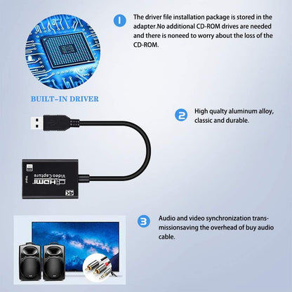 USB Flash Drives HDMI Capture Card 1080P Game Live Streaming HDMI to USB Video Grabber