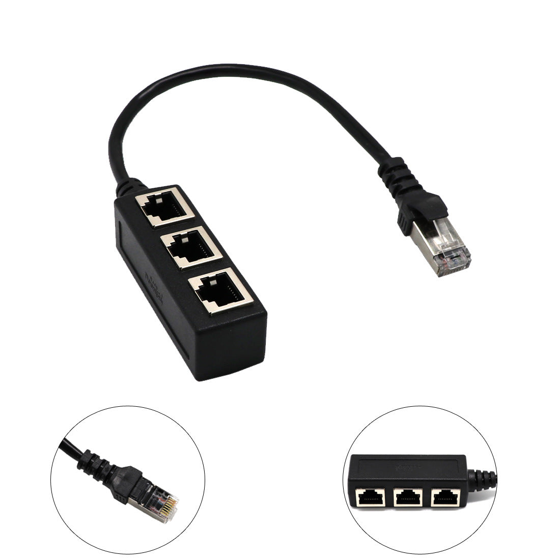 RJ45 Network Splitter Adapter 1 Male to 3 Female CAT6 LAN | Networking Tools | Ethernet Cable Connector