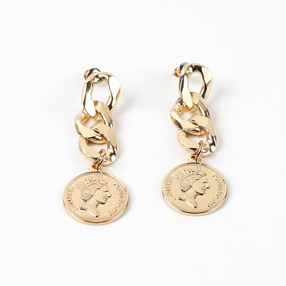 Spiral Chain Stud Earrings for Women – Silver Needle Electroplated Long Drop Fashion Earrings