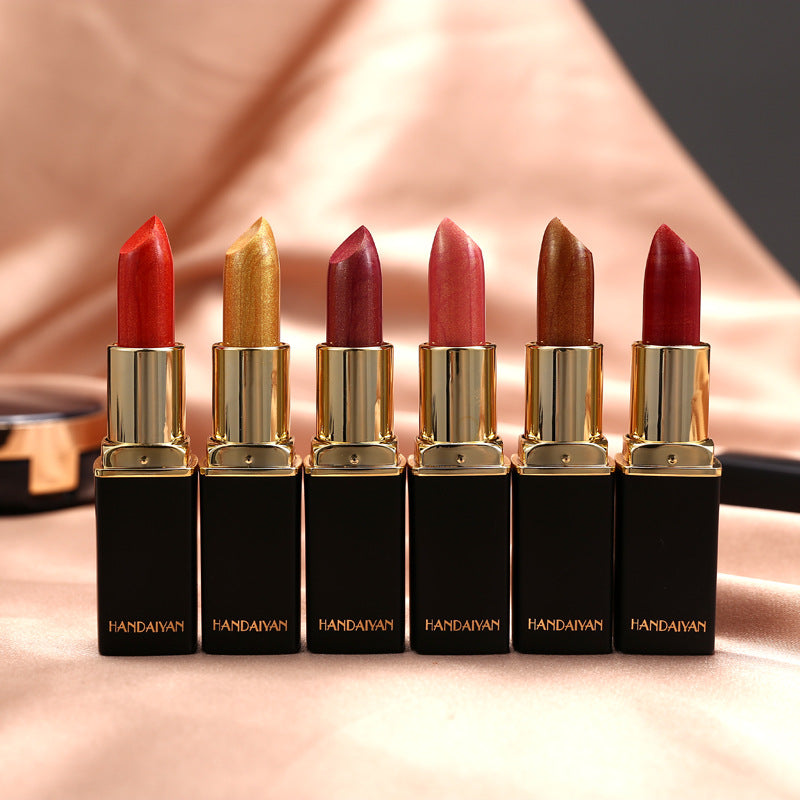 HANDAIYAN Metallic Lipstick – Shiny Pearlescent Colour Changing Lip Gloss, Long Lasting Hydrating Lipstick Makeup for Women