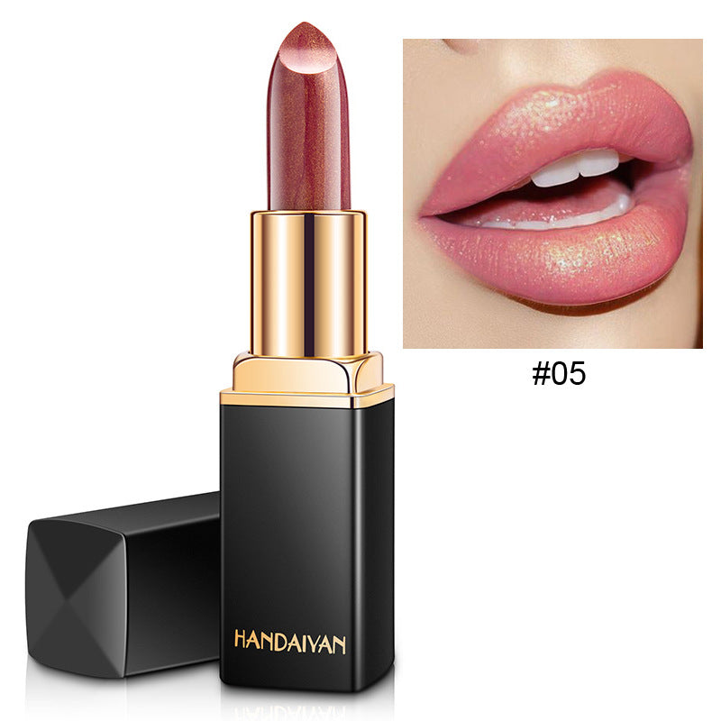 HANDAIYAN Metallic Lipstick – Shiny Pearlescent Colour Changing Lip Gloss, Long Lasting Hydrating Lipstick Makeup for Women