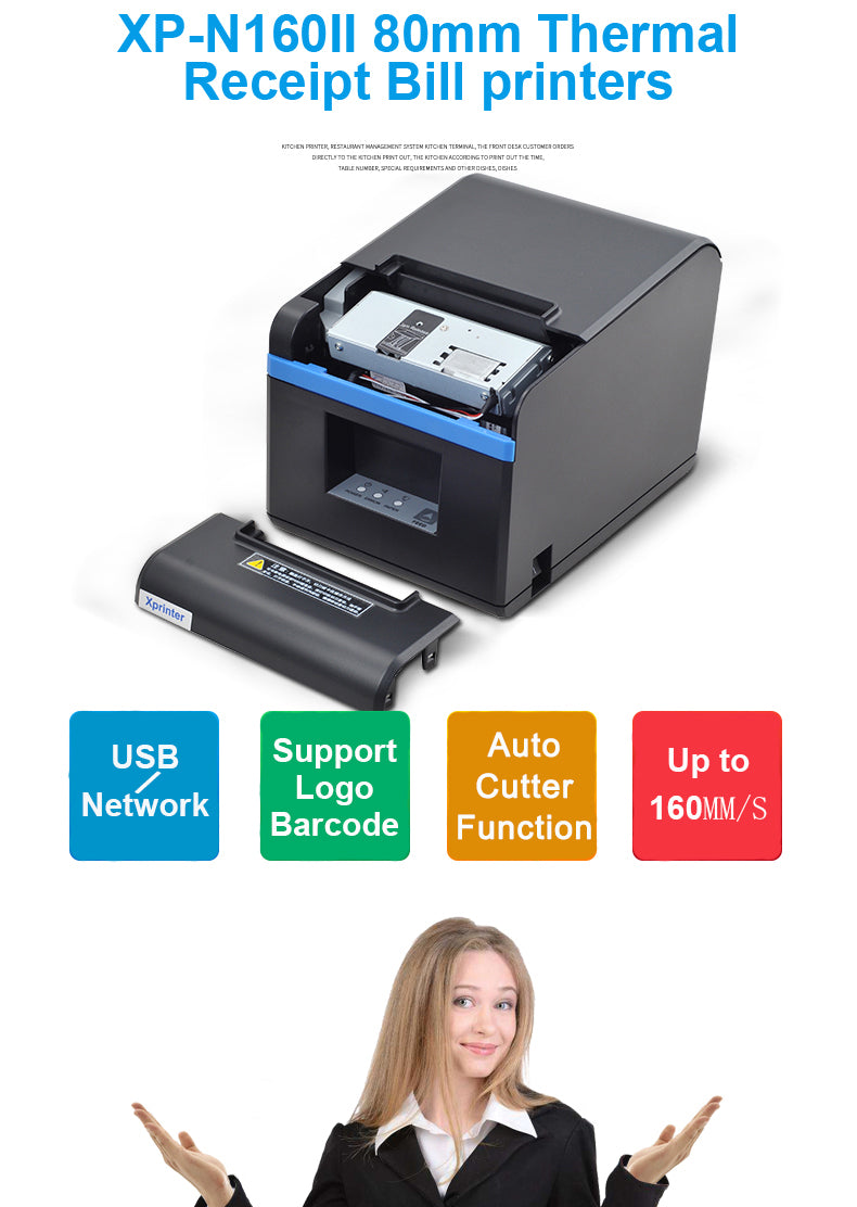 Printers Bluetooth Thermal Ticket Printer 80mm for Kitchen & Restaurant