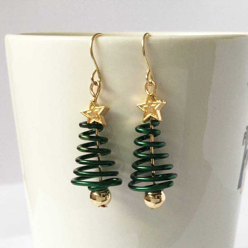 Christmas Tree Star Earrings – DIY Aluminium Alloy Festive Stud Earrings for Women