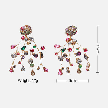 Colourful Rhinestone Flower Earrings – Sparkly Crystal Fashion Stud Earrings for Women