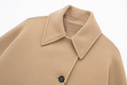Women’s Wool Blend Short Coat – Loose Fit Winter Office Jacket