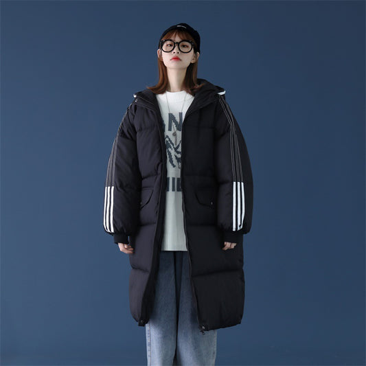 Woman Trench Over The Knee Long Hooded Puffer Jacket – Winter Office & Casual Coat