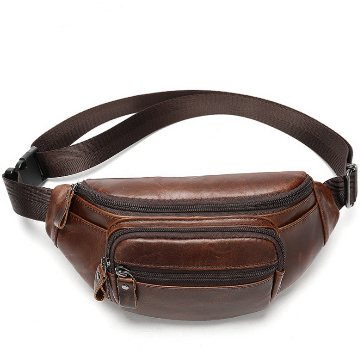 Genuine Cowhide Leather Men’s Retro Waist Bags – Classic Belt Bag