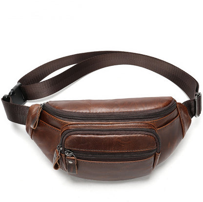 Genuine Cowhide Leather Men’s Retro Waist Bags – Classic Belt Bag