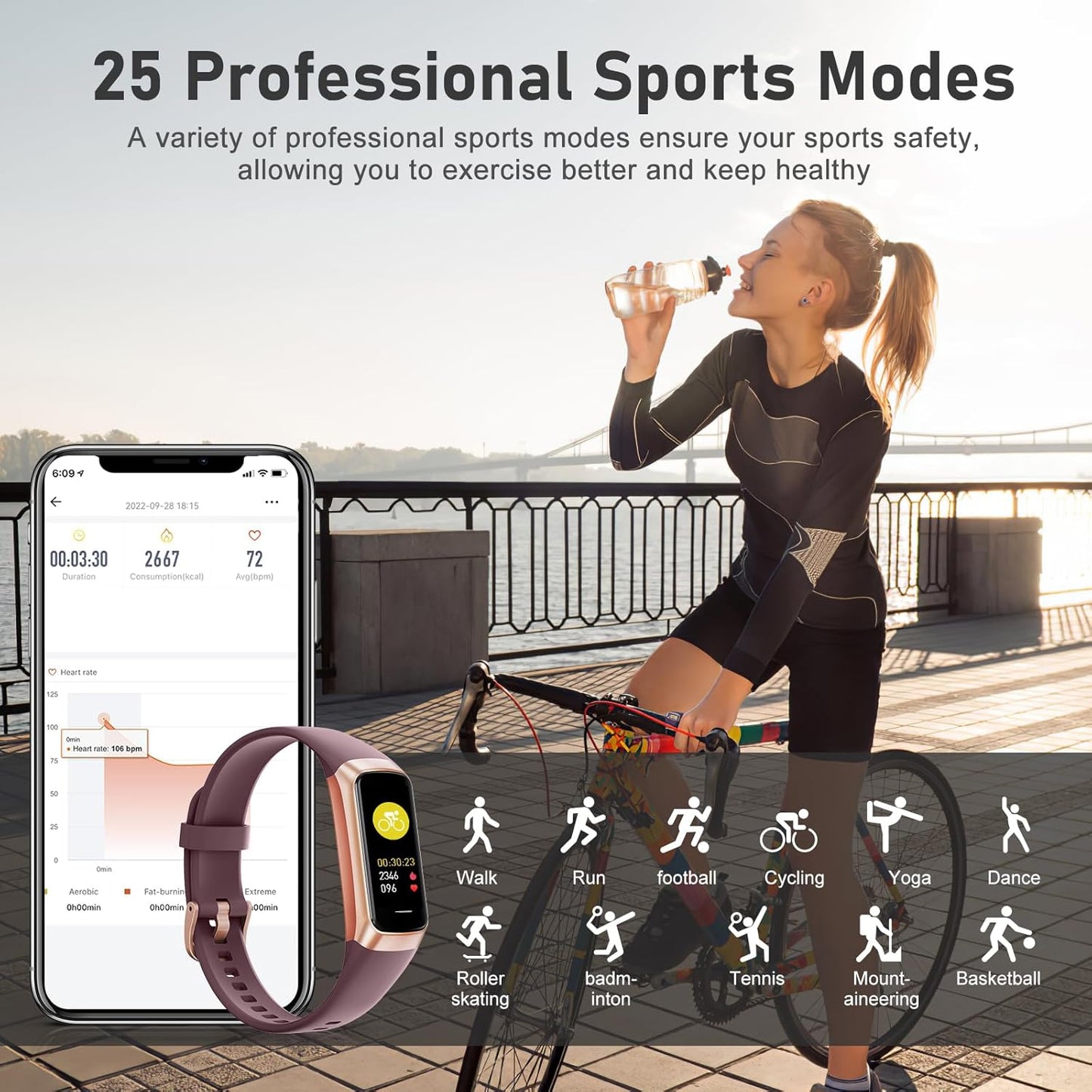 Fitness Tracker With 24 7 Heart Rate Blood Oxygen Sleep Monitor IP68 Waterproof For Women Men