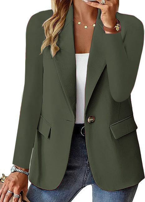 Women’s Elegant Long Sleeve Blazer – Casual Solid Colour Office Jacket UK