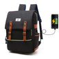 Vintage Canvas Laptop Backpack with USB Charging – Travel & School Bag