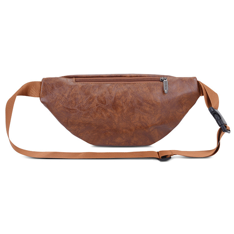 Retro PU Leather Crossbody Waist Bag for Men – Lightweight Everyday Sling Bag