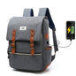 Vintage Canvas Laptop Backpack with USB Charging – Travel & School Bag