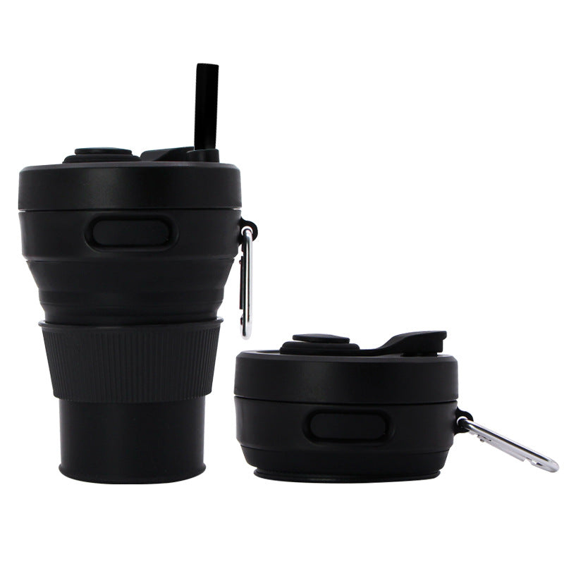 Silicone Folding Cups Portable Compression Cup With Straw