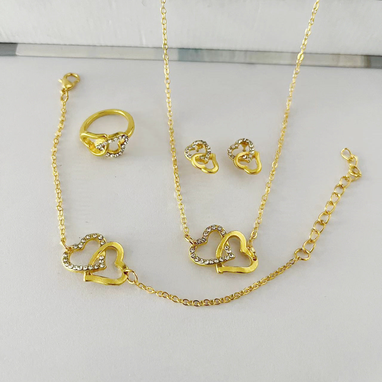 5PCS Butterfly Jewellery Set for Women – Necklace, Earrings, Ring & Bracelet | Bridal Wedding Party Gift | Gold & Silver Plated Fashion Jewellery