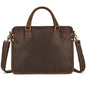 Men’s Crazy Horse Leather Briefcase – 14-Inch Genuine Leather Business Bag