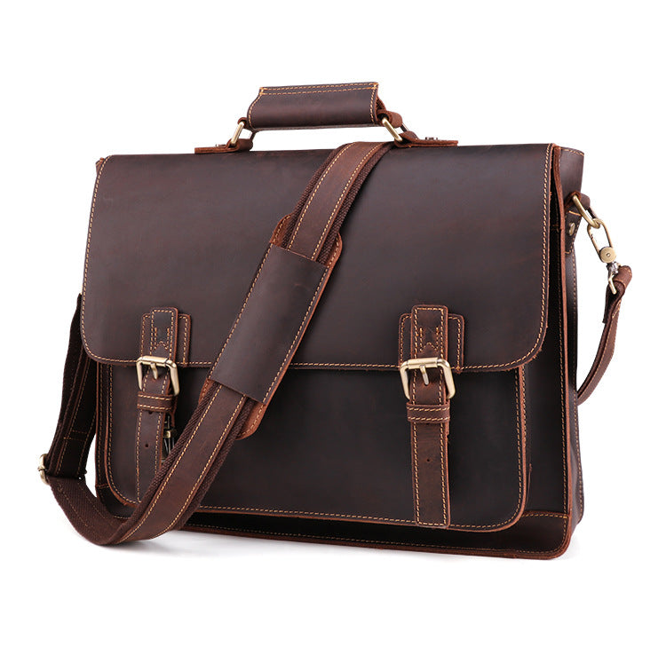 Genuine Leather Men’s Business Briefcase – Premium Cowhide Office Messenger Bag