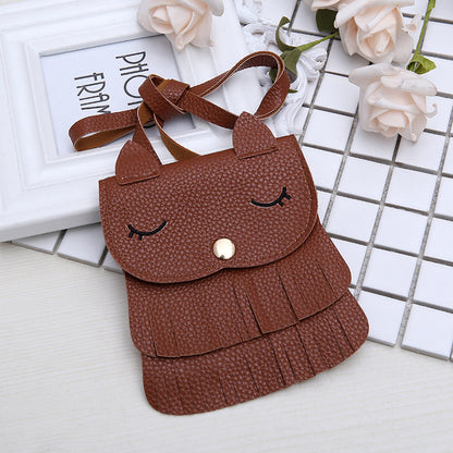 Cute Fox Tassel PU Crossbody Bag for Girls – Small Kids Shoulder Bag