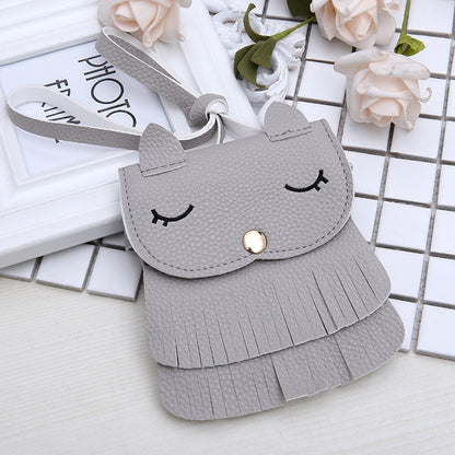 Cute Fox Tassel PU Crossbody Bag for Girls – Small Kids Shoulder Bag
