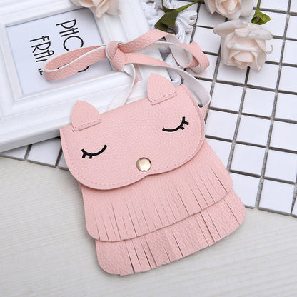 Cute Fox Tassel PU Crossbody Bag for Girls – Small Kids Shoulder Bag