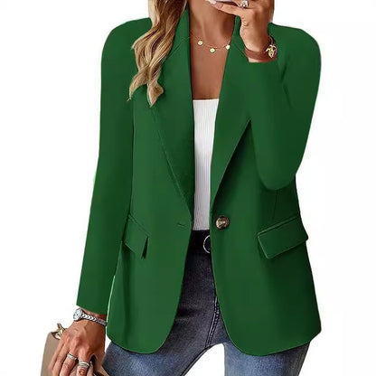 Women’s Elegant Long Sleeve Blazer – Casual Solid Colour Office Jacket UK