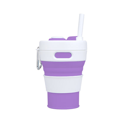 Silicone Folding Cups Portable Compression Cup With Straw