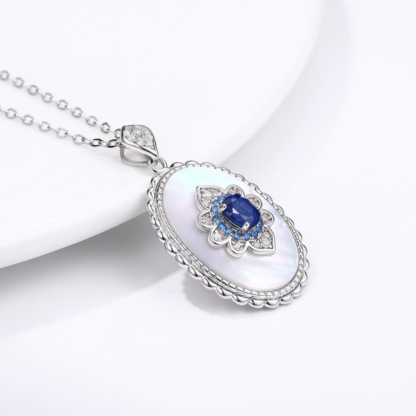 925 Sterling Silver Sapphire Diamond Pendant Necklace for Women – Elegant Wedding & Party Chain | Luxury Gift for Her UK