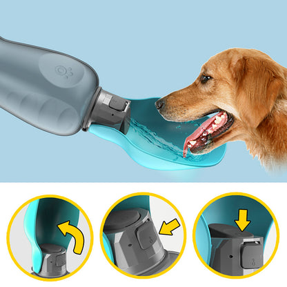 Portable Dog Water Bottle 800ml Leakproof Travel Dispenser with Foldable Bowl for Walking & Hiking