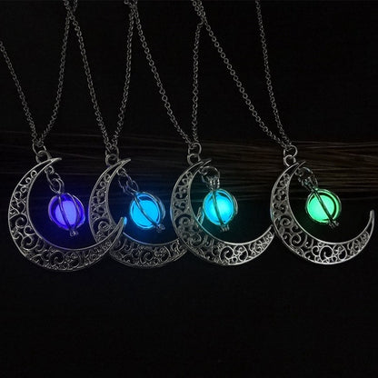 Women’s Moon Glow Pendant Necklace – Natural Stone Luminous Charm Jewellery Gift UK
