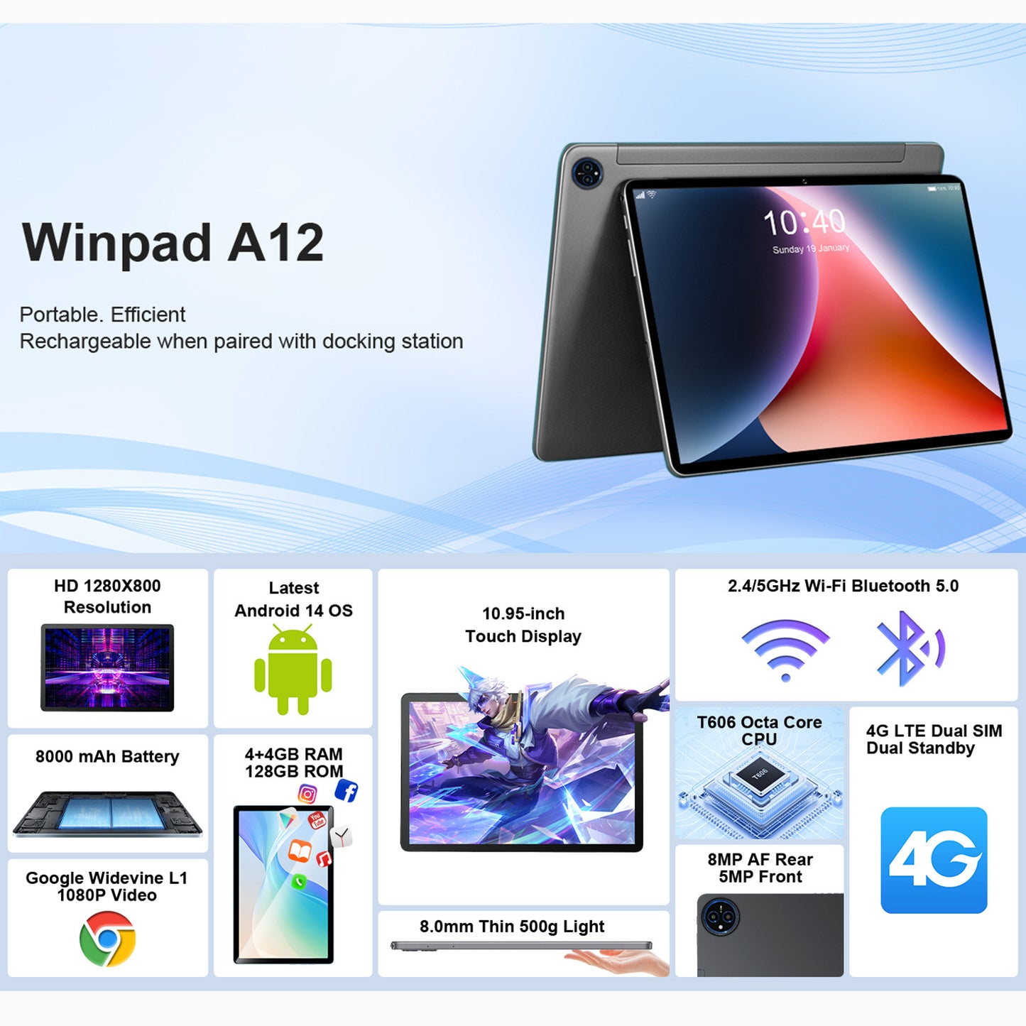Laptops 10 Inch Office Business Tablet PC Bluetooth GPS UK
