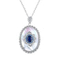 925 Sterling Silver Sapphire Diamond Pendant Necklace for Women – Elegant Wedding & Party Chain | Luxury Gift for Her UK