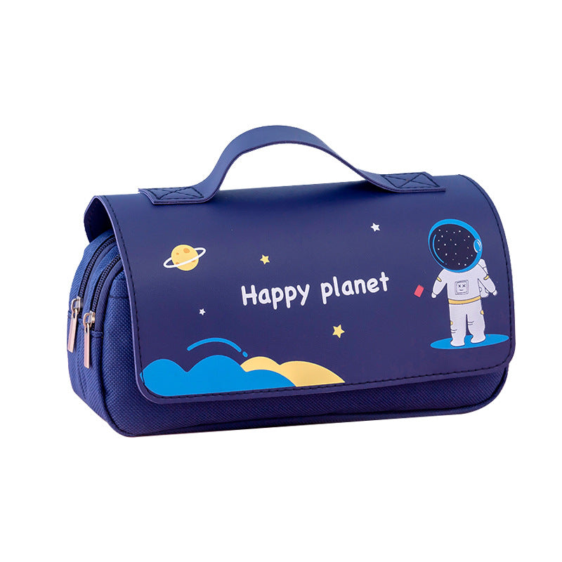 Office & School Supplies Planet Flip Canvas Pencil Case – Large Capacity Cute Cartoon Pen Pouch