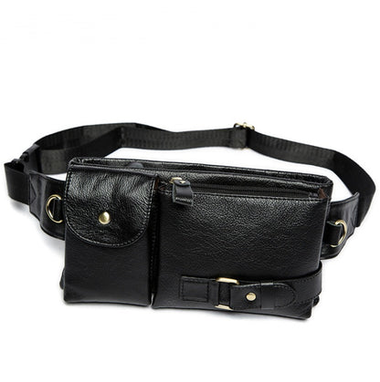 Genuine Leather Men’s Waist & Crossbody Bag – Retro Soft Cowhide Sling Bag