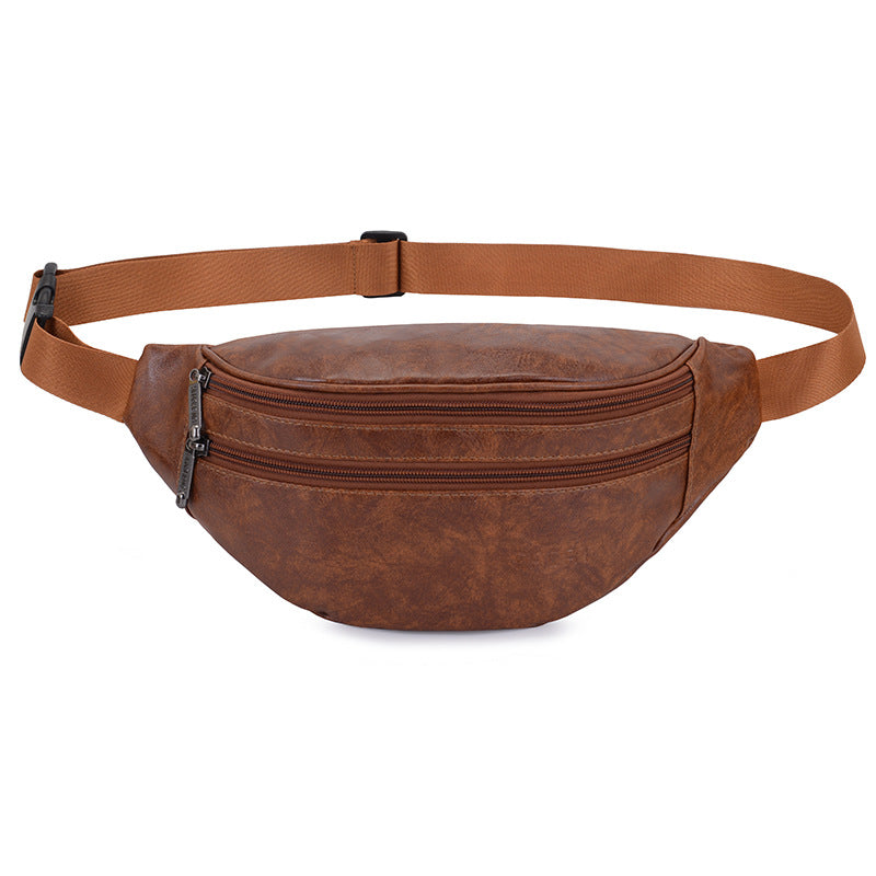 Retro PU Leather Crossbody Waist Bag for Men – Lightweight Everyday Sling Bag