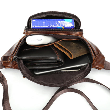Genuine Cowhide Leather Men’s Retro Waist Bags – Classic Belt Bag