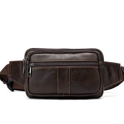 Genuine Cowhide Leather Men’s Waist Bag – Retro Crossbody Hip Bag