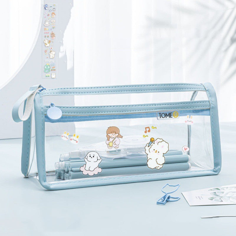 Office & School Supplies Transparent Double-Layer Pencil Case – Large Capacity Exam Stationery Bag