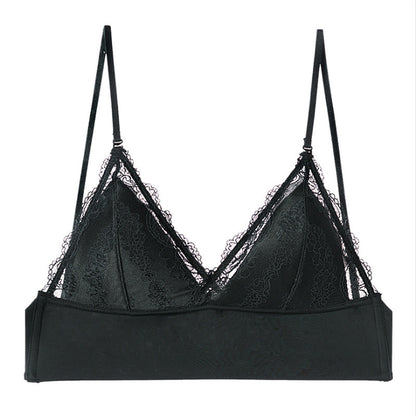 Women’s Lace Halter Bra – Wire free Low Back Seamless Bralette