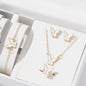 5PCS Butterfly Jewellery Set for Women – Necklace, Earrings, Ring & Bracelet | Bridal Wedding Party Gift | Gold & Silver Plated Fashion Jewellery