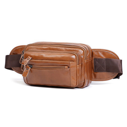 Genuine Leather Men’s Waist Bag – Medium Retro Crossbody Travel Bag