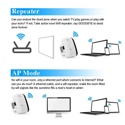 WiFi Extender Booster For Home, WiFi Signal Extender With Ethernet Port-Quick Setup, WiFi Range Repeater Booster Internet Amplifier UK Plug 300Mbps White