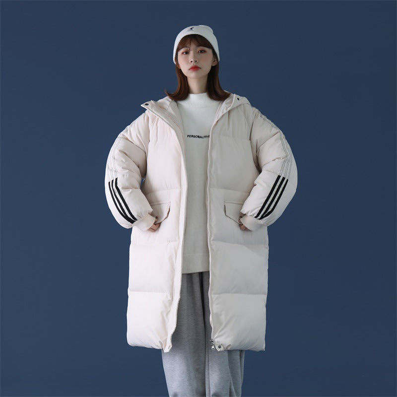 Woman Trench Over The Knee Long Hooded Puffer Jacket – Winter Office & Casual Coat