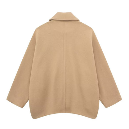 Women’s Wool Blend Short Coat – Loose Fit Winter Office Jacket