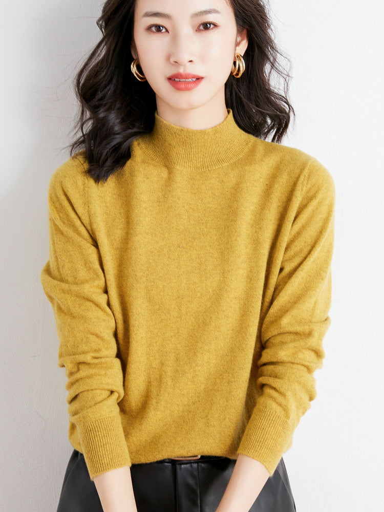 Women’s Wool Blend Turtleneck Knit Sweater – Loose Fit Office Jumper